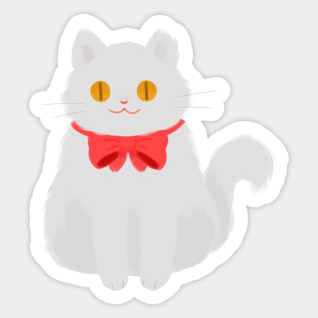 white cat with flower Sticker by KyrgyzstanShop